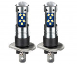 Set 2 becuri auto LED H1 cu lupa, 60W, 27 SMD, 12V, 6000K, BZRSH