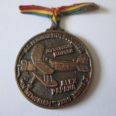 Rara! Medalia ,,In Memoriam'' Alex Papană 1980 ediția I-Aeronautica Bucuresti