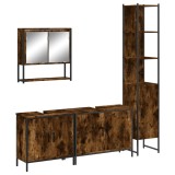 Cumpara ieftin Set mobilier de baie, 4 piese, stejar fumuriu, lemn prelucrat