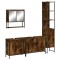 Set mobilier de baie, 4 piese, stejar fumuriu, lemn prelucrat