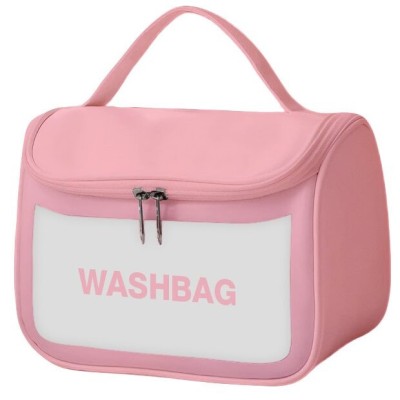 Gentuta cosmetica impermeabila, pentru femei, WashBag Top Choice 99557, roz foto