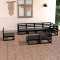 Gossi set mobilier de gradina, 8 piese, negru, lemn masiv de pin