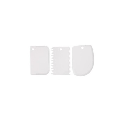 Set 3 spatule patiserie, pentru decorare prajituri si torturi, plastic, 12 cm inaltime, alb foto
