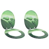 vidaXL Capacul de toaletă 2 pcs Picătură Verde 44 x 38 cm Placă MDF 3414544