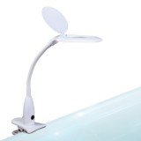 Lampa de birou LED cu lupa 5x, 30 LED, 720 lumeni, cu prindere tip clema, alba