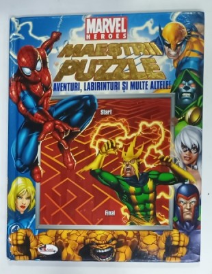 MARVEL HEROES , MAESTRII PUZZLE , AVENTURI , LABIRINTURI SI MULTE ALTELE , de MICHAEL TEITELBAUM , grafica de CARLOS RAMIREZ , 2008, PREZINTA MICI DE foto
