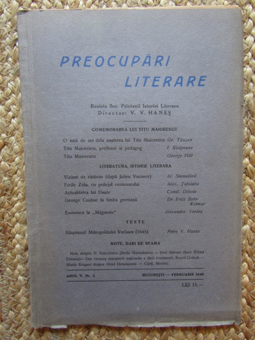 Preocupari literare - Nr. 2 Anul V (1940)