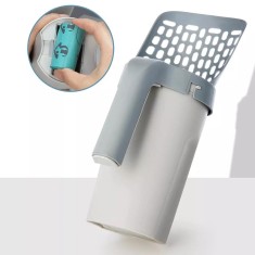 Lopatica litiera pisici cu sac gunoi integrat detasabil cu 1 rola saci gunoi