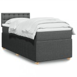 VidaXL Pat box spring cu saltea, gri &icirc;nchis, 90x200 cm, textil 3289654
