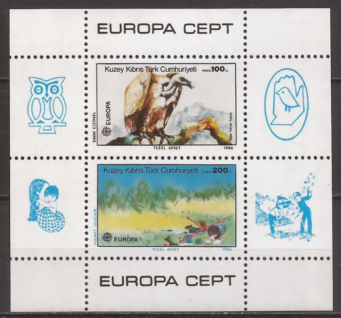 CIPRU TURCESC 1986 EUROPA CEPT ( bloc dantelat ) MNH