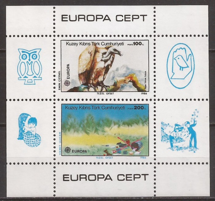 CIPRU TURCESC 1986 EUROPA CEPT ( bloc dantelat ) MNH