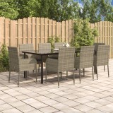 VidaXL Set mobilier de grădină cu perne, 9 piese, negru/gri, poliratan