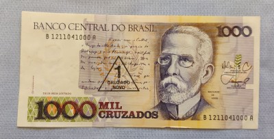 Brazilia / Brasil - 1 Cruzado Novo overprinted 1000 Cruzados ND sB121 foto