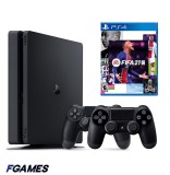 Consola Sony Playstation 4 Slim Ps4 500gb + Doua Controllere + Fifa 21 PlayStation 4, Second-Hand
