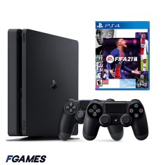 Consola Sony Playstation 4 Slim Ps4 1tb + Doua Controllere + Fifa 21 PlayStation 4, Second-Hand
