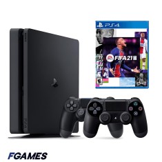 Consola Sony Playstation 4 Slim Ps4 500gb + Doua Controllere + Fifa 21 PlayStation 4, Second-Hand