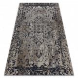 Covor modern MUNDO E0681 ornament, cadru vintage exterior bej / negru, 140x190 cm