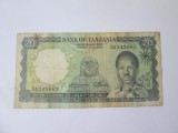 Rara! Tanzania 20 Shillings 1966,bancnota din imagini