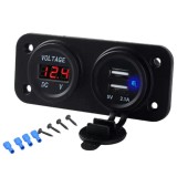 Panou electric suplimentar impermeabil 12-24v &acirc; 2 x usb si voltmetru, montaj auto/moto/atv