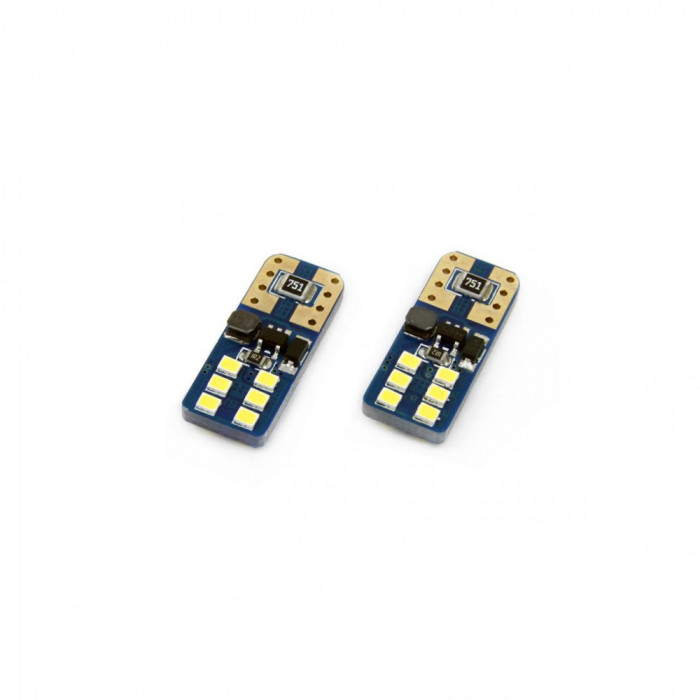 Set becuri auto cu led canbus ultrabright compatibil t10e w5w 12 smd alb 12/24v, destinat competitiilor auto sau off-road