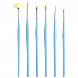 Set albastru deschis de pensule pentru modelarea unghiilor - 6 piese, INGINAILS