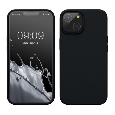 Husa pentru apple iphone 14 plus flippy, liquid silicone, cu microfibra pe interior, protectie antisoc, negru foto