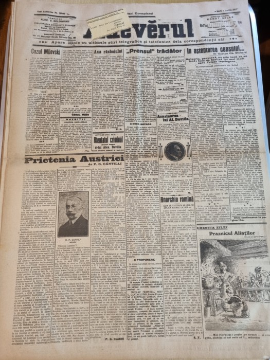 adevarul 7 aprilie 1915-razboil mondial,atentat contra lui alexandru davilla
