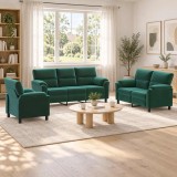 Cumpara ieftin Set de canapea 3 pcs Verde inchis Catifea