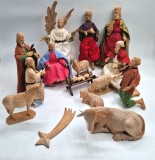 scena Nasterea Domnului Craciun Nativity 15 piese din lemn sculptat manual pana in 30 cm inaltime