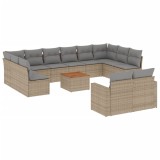 Cumpara ieftin Set canapele de gradina, 13 piese, cu perne, bej, poliratan