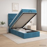 Cumpara ieftin Pat Ottoman cu Saltea si LED Albastru inchis 80 x 200 cm