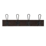 Cuier de perete cu 4 carlige metalice duble, 40 x 7 x 1.2 cm, Maro inchis, General