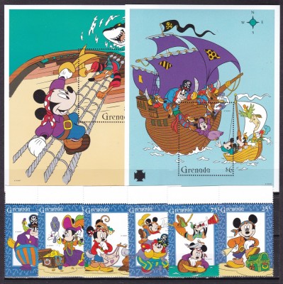 Grenada 1995 Disney pirati MI 3066-3071 + 2 bl.406,407 MNH w65 foto