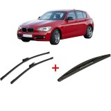 Cumpara ieftin Set 3 stergatoare BMW Seria 1 Van (F20) din 2015 - 2019, pentru parbriz si luneta fata si spate auto, Bosch Twin, din cauciuc siliconat rezistent, BMW