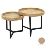 Cumpara ieftin Set 3 Masute Auxiliare Kelly Walnut - Negru