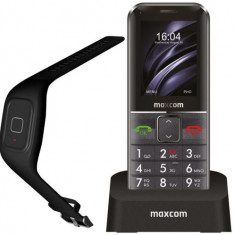 Telefon mobil MaxCom Comfort MM735, Single SIM, cu tracker GPS si bratara SOS (Negru)
