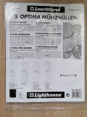 Set 5 folii Optima pentru 15 monede cu diametru maxim 42 mm foto