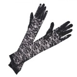 Mănuși Deghizare Dantelă Negru 48cm, Oem
