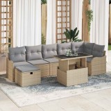 vidaXL Set de canapele pentru grădină cu pernă 8 pcs Bej Rattan poli 3361059