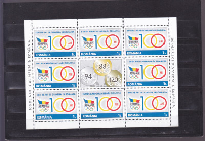 Romania 2014, LP 2039 c, 100 ani olimpism, MINICOALA, MNH! FOARTE RARA! foto