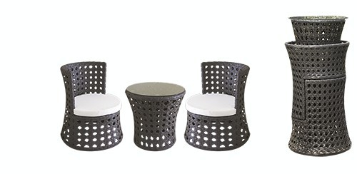 Set mobilier terasa, bar PALMA masa rotunda cu 2 fotolii din ratan Raki Set mobilier terasa, bar PALMA masa rotunda cu 2 fotolii din ratan Raki