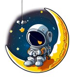 Cumpara ieftin Sticker decorativ, Astronaut, Galben, 63 cm, 1266STK-7