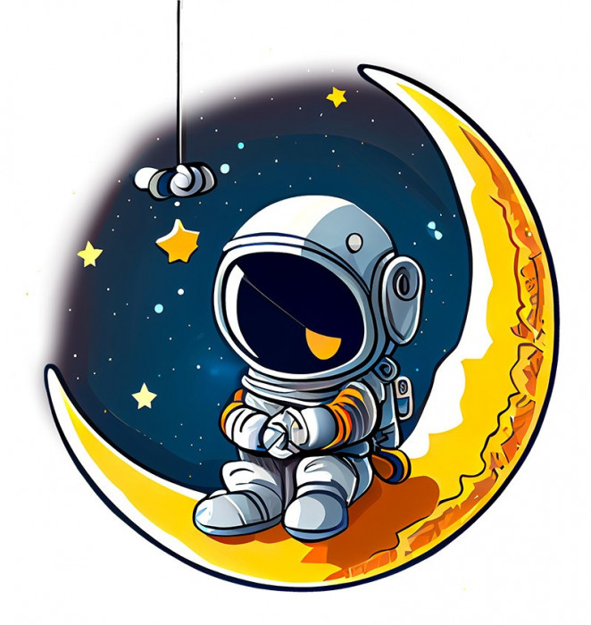 Sticker decorativ, Astronaut, Galben, 63 cm, 1266STK-7