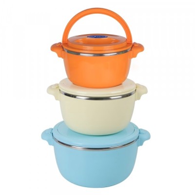Set 3 Caserole Termice cu Capace Belly Colorate 2l, 4l, 6l DNC52010 foto