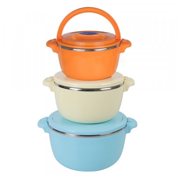 Set 3 Caserole Termice cu Capace Belly Colorate 2l, 4l, 6l DNC52010