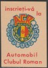 1971 Romania - Eticheta de chibrituri romanesti Automobil Clubul Roman / ACR