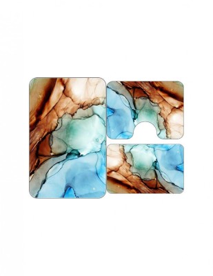 Set covorase baie model abstract marmura colorata foto