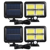Set 2 becuri solare cu panou solar, iKlassQeer, 30 W, 120 LED COB, cu senzor de miscare si lumina, cablu 5 m, panou solar reglabil, rezistent la apa