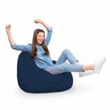 Fotoliu Puf Bean Bag tip Para XL albastru inchis si linii bej, Updeco