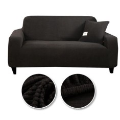 Husa canapea 3 locuri, stofa si elasten, elastica, Negru foto